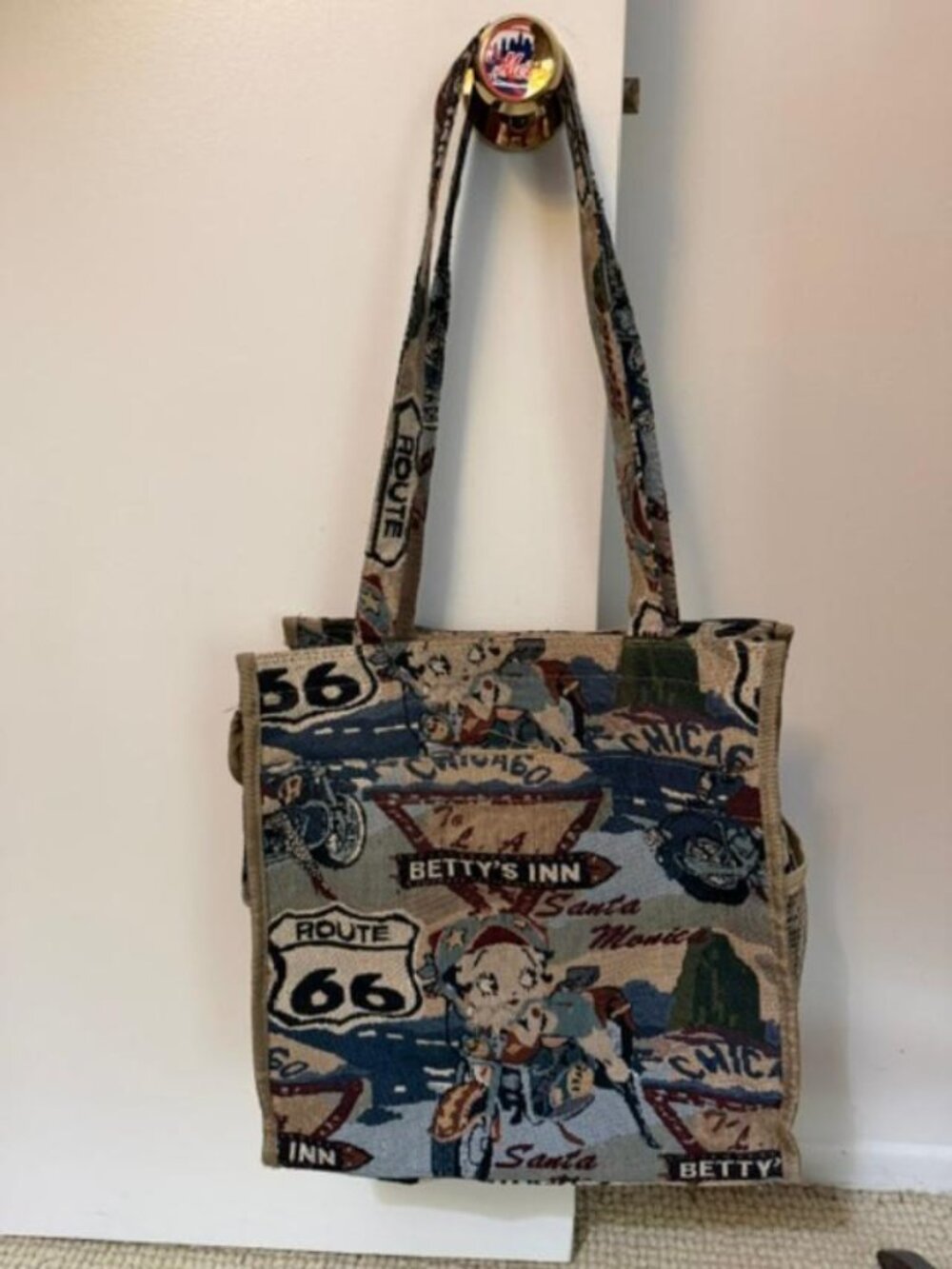 Canvas Tote w/Betty Boop Theme/Shoulder Handles/Size 13"hgh